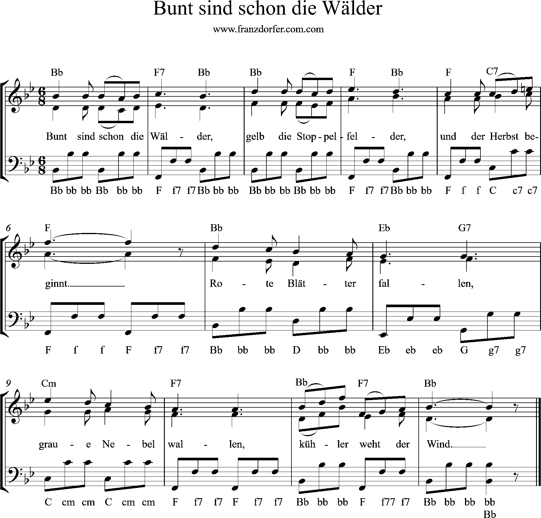 Bunt Sind Schon Die Wälder Noten Bunt sind schon die Wälder